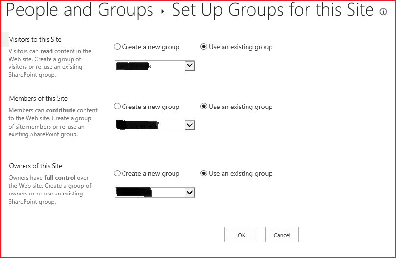 Default SharePoint groups - permsetup.aspx